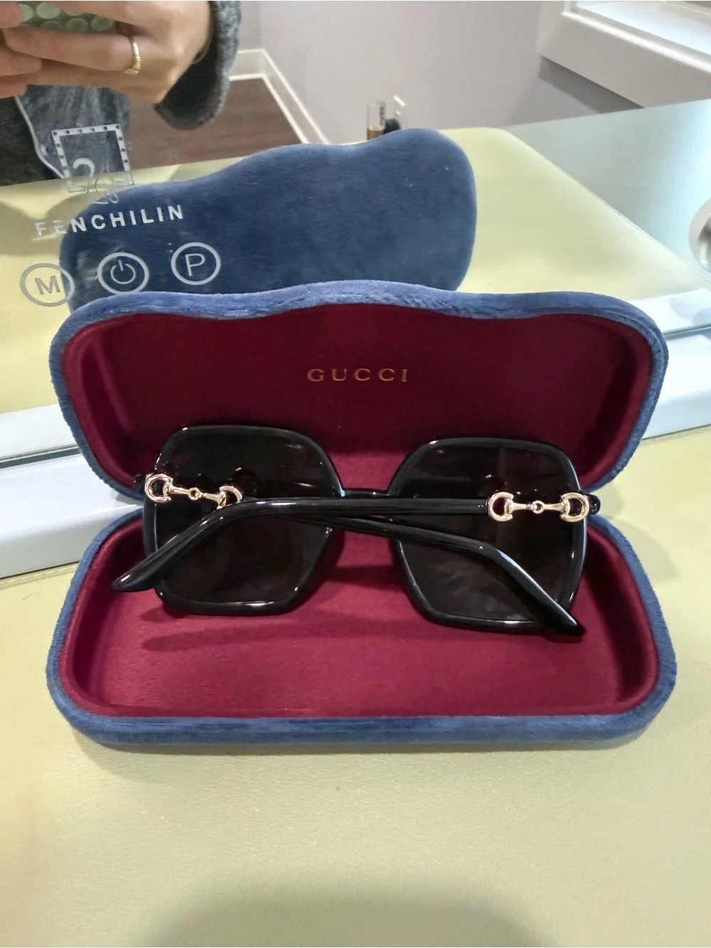 Gucci Black Square Sunglasses with Dark Lenses
